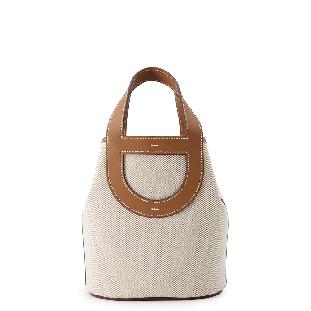HERMES in-the-loop Tote Bag Ecru/Gold Toile H Swift Leather Size 18