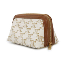 Load image into Gallery viewer, CELINE Triomphe cosmetic pouch White4M1622CZJ PVC Coated Canvas Leather Size Small
