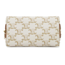 Load image into Gallery viewer, CELINE Triomphe cosmetic pouch White4M1622CZJ PVC Coated Canvas Leather Size Small
