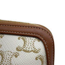Load image into Gallery viewer, CELINE Triomphe cosmetic pouch White4M1622CZJ PVC Coated Canvas Leather Size Small
