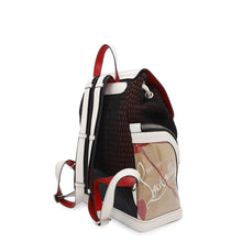 将图像加载到图库查看器中，Christian Louboutin Chunky Knit Explorer Funk Backpack Black/Red/Brown/White Canvas Plastics Leather

