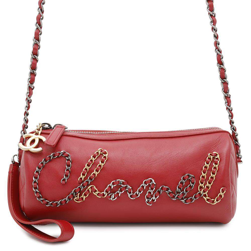 CHANEL Chain logo 2WAY Shoulder Bag RedAS1779 Leather