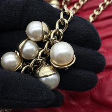 Load image into Gallery viewer, Dior Cannage ChainShoulder Bag with PearlBag Charm Red Leather
