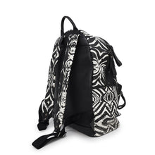 将图像加载到图库查看器中，MCM Visetos Logogram Zebra Studded Backpack White/Black PVC Coated Canvas Leather
