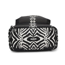 将图像加载到图库查看器中，MCM Visetos Logogram Zebra Studded Backpack White/Black PVC Coated Canvas Leather
