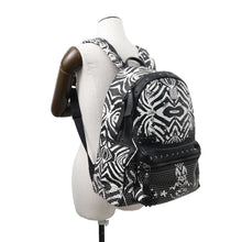 将图像加载到图库查看器中，MCM Visetos Logogram Zebra Studded Backpack White/Black PVC Coated Canvas Leather
