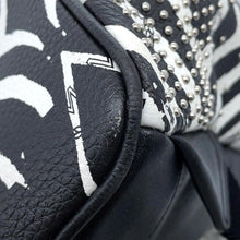 将图像加载到图库查看器中，MCM Visetos Logogram Zebra Studded Backpack White/Black PVC Coated Canvas Leather
