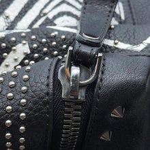将图像加载到图库查看器中，MCM Visetos Logogram Zebra Studded Backpack White/Black PVC Coated Canvas Leather
