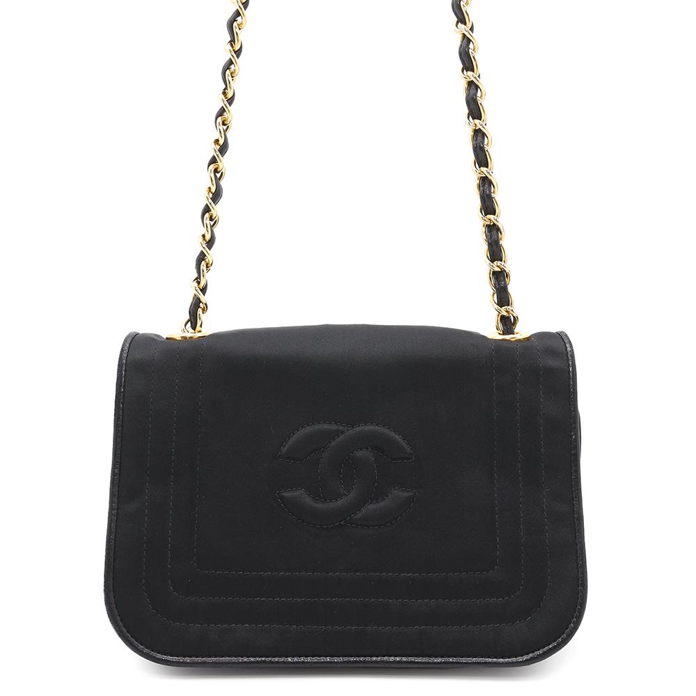 CHANEL CC Logo Flap Shoulder Black Nylon Leather