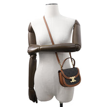 将图像加载到图库查看器中，CELINE Triomphe Mini Busas Claire 2WAY Shoulder Tan10K502 PVC Calf Leather

