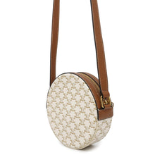 将图像加载到图库查看器中，CELINE Triomphe Round Purse Shoulder White10G342 PVC Leather
