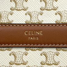 将图像加载到图库查看器中，CELINE Triomphe Round Purse Shoulder White10G342 PVC Leather
