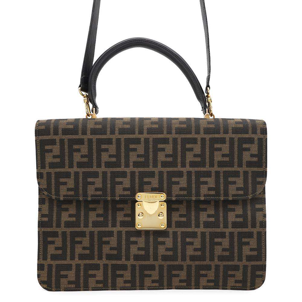 FENDI Zucca Pattern 2WAYBag Brown0914117 Canvas Leather