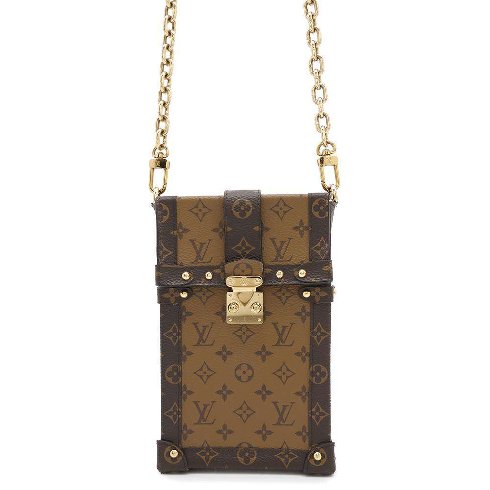 LOUIS VUITTON Pochette Trunk Vertical BrownM67873 Monogram Reverse Canvas
