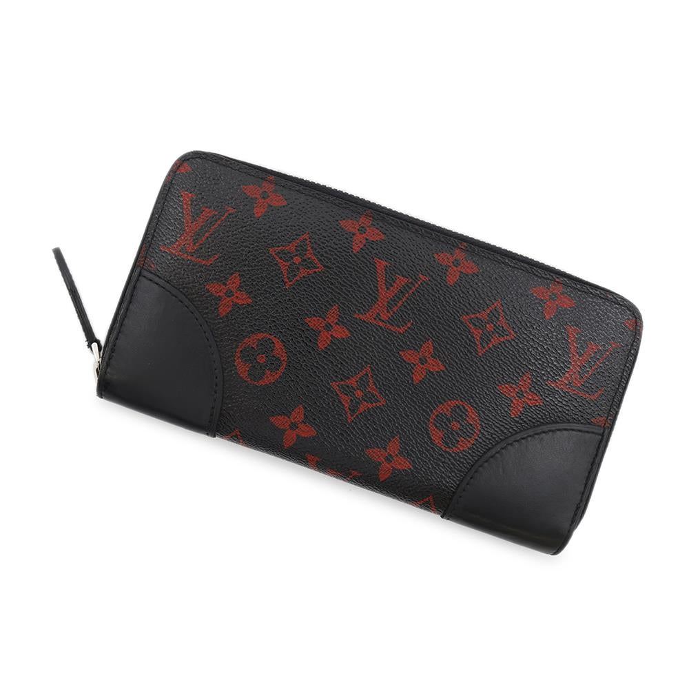 LOUIS VUITTON Zippy Wallet Noir/Red/KhakiM60974 Monogram / Anfra Rouge