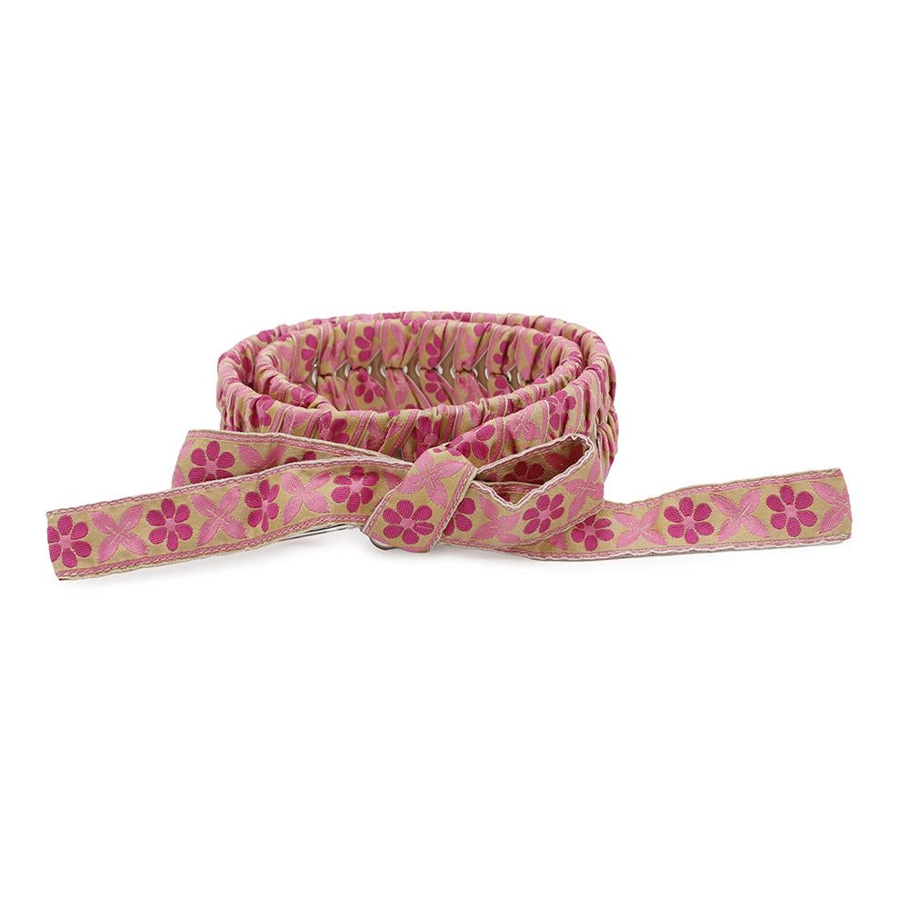 FENDI Strap You Ribbon Floral Pink8AV077 Leather Cotton
