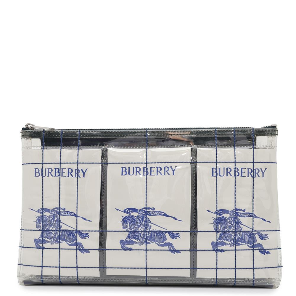BURBERRY EKD Label Pouch White/Transparent Plastics Canvas