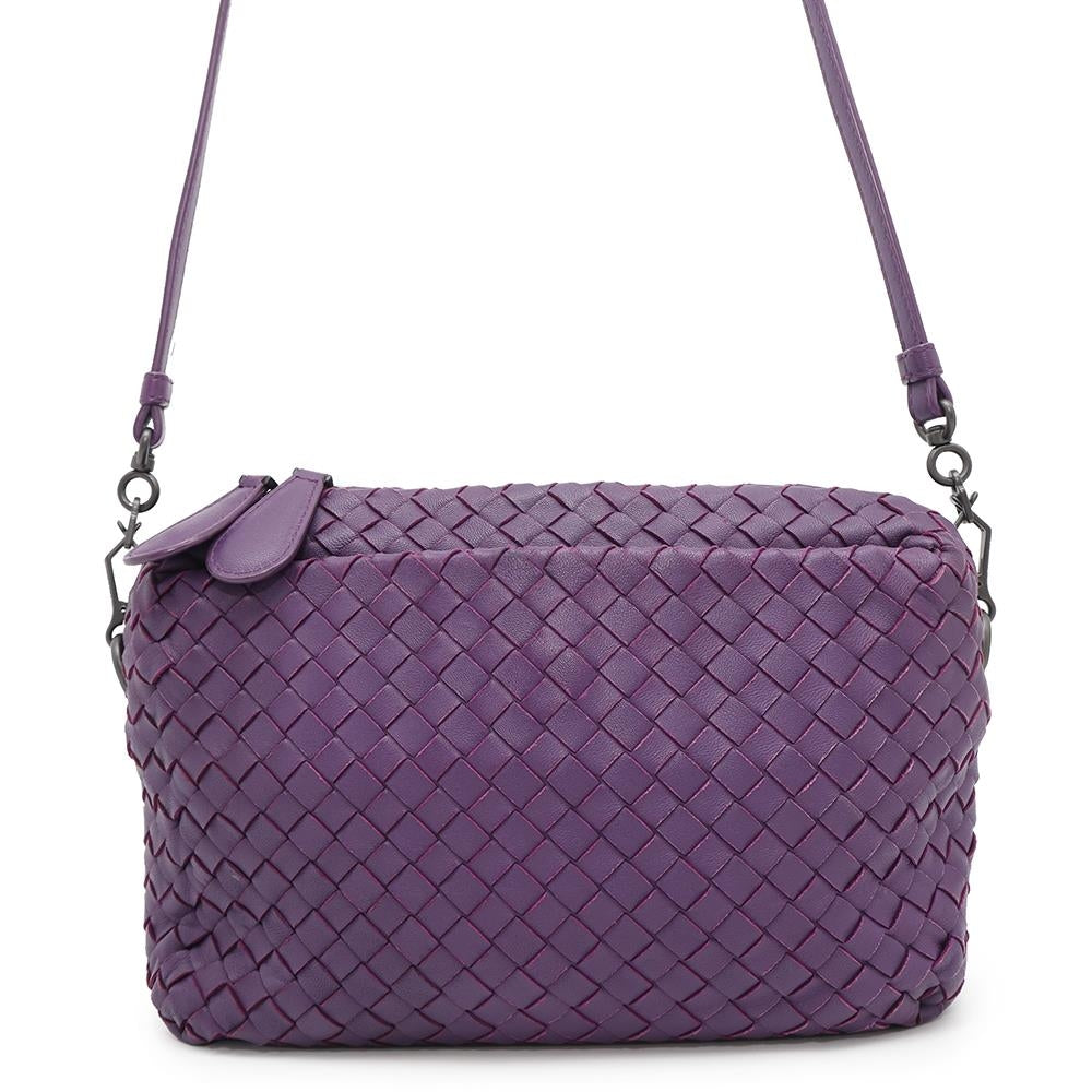 Bottega Veneta INTRECCIATO Shoulder Bag Purple Leather