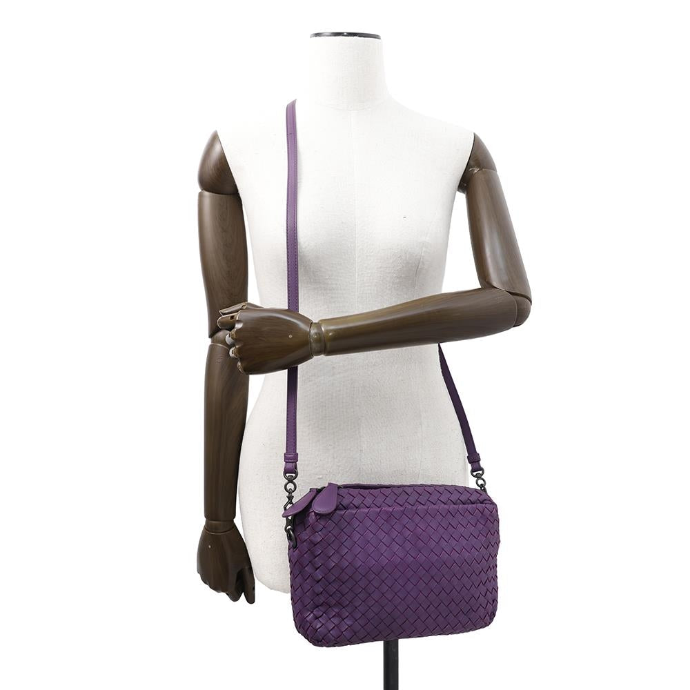Bottega Veneta INTRECCIATO Shoulder Bag Purple Leather
