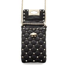 Load image into Gallery viewer, Valentino Garavani Rock Studded ChainShoulder Phone Case Black Leather
