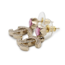 Load image into Gallery viewer, CHANEL CC Logo Earrings Star Champagne Gold/PinkABF211 Gold Plated Strass
