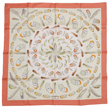Load image into Gallery viewer, HERMES Carre Plumes II Size 90 Coral/Beige/Rose Silk100%

