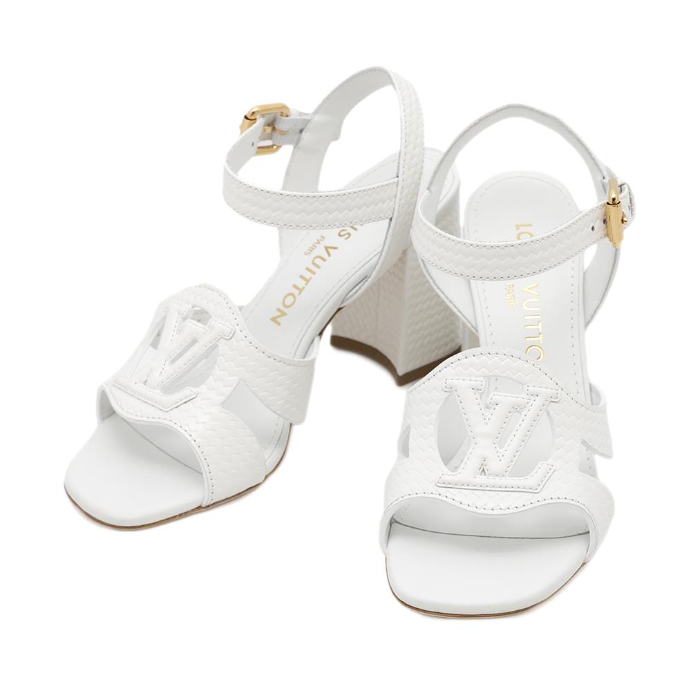 LOUIS VUITTON LV Isola Sandals White1AHNTU Calf Leather Size 35