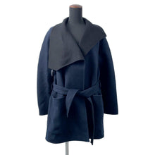 Load image into Gallery viewer, HERMES Blanket Coat Size 36 Navy/Black Cashmere100%
