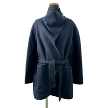 Load image into Gallery viewer, HERMES Blanket Coat Size 36 Navy/Black Cashmere100%
