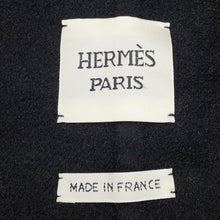 Load image into Gallery viewer, HERMES Blanket Coat Size 36 Navy/Black Cashmere100%
