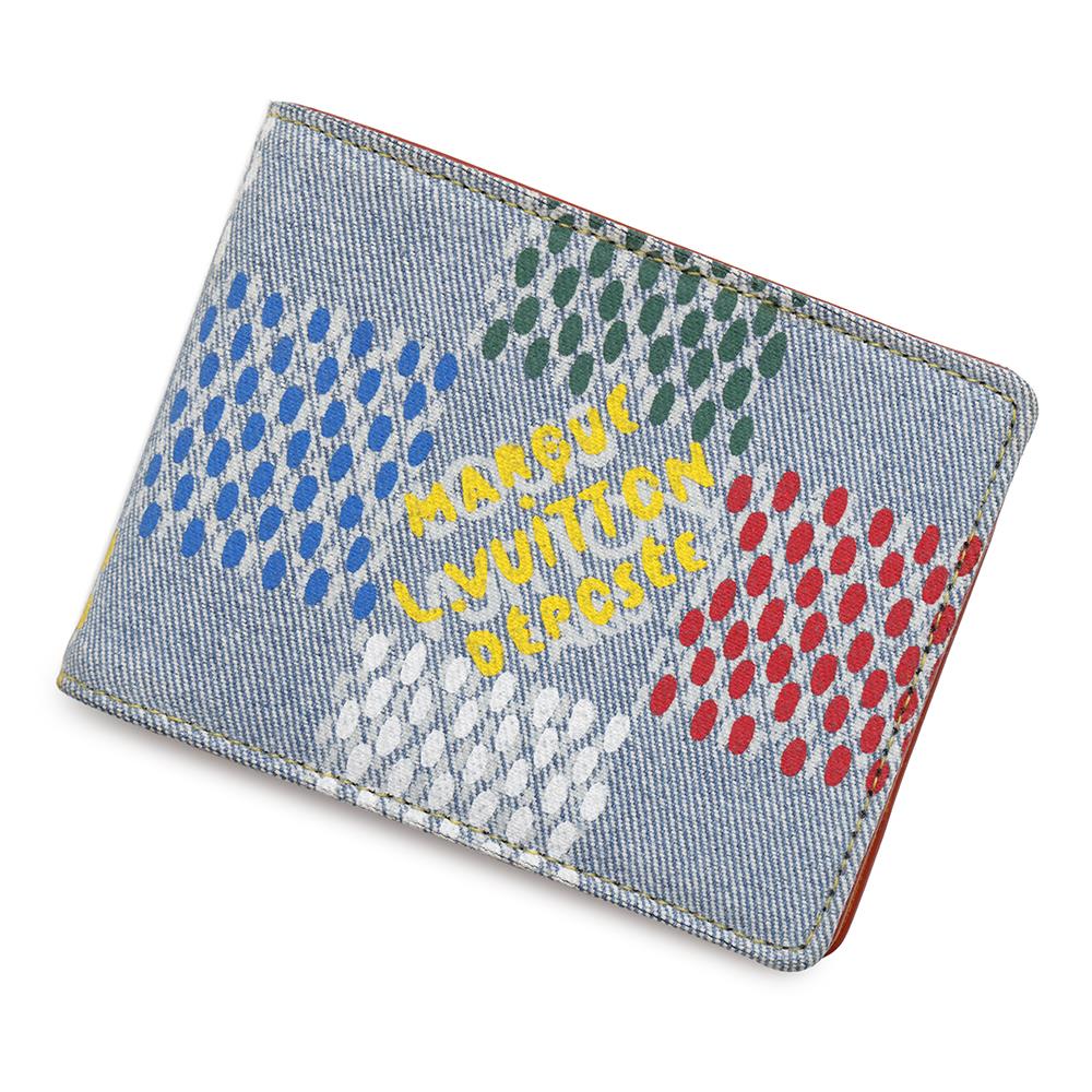 LOUIS VUITTON Portefeuille Multiple MulticolorN00186 LV Birds Damier Denim