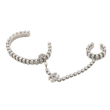 Load image into Gallery viewer, CHANEL CC Logo Finger Bangle Ring Size S SilverAB7144 Metal Rhinestone Faux Pearl
