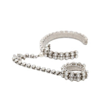 Load image into Gallery viewer, CHANEL CC Logo Finger Bangle Ring Size S SilverAB7144 Metal Rhinestone Faux Pearl

