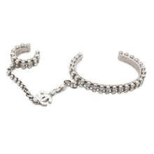 Load image into Gallery viewer, CHANEL CC Logo Finger Bangle Ring Size S SilverAB7144 Metal Rhinestone Faux Pearl
