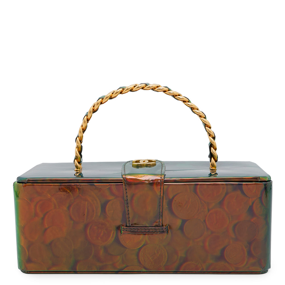CHANEL ★Coin motif 3D hologram Chain Handbag Multicolor Patent Leather