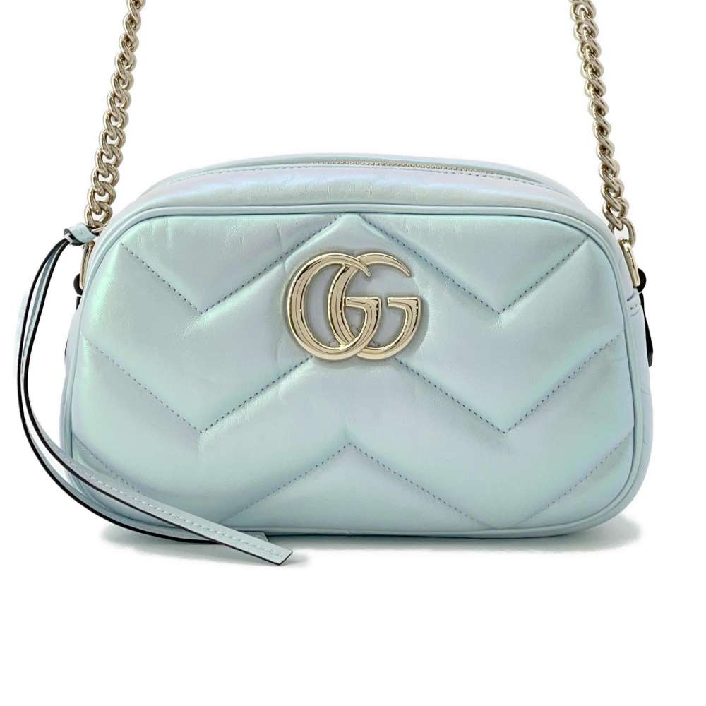 GUCCI GG Marmont Small Shoulder Bag Blue Aurora447632 Leather
