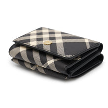 Load image into Gallery viewer, BURBERRY Check Compact Wallet Black/Calico80952921 Smooth Cowhide Leather
