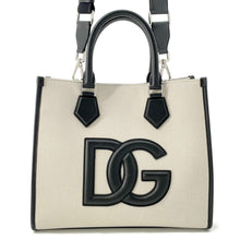 将图像加载到图库查看器中，DOLCE&amp;GABBANA Logo 2WAY Tote Bag Natural/BlackBM2012AY9968S469 Canvas Leather

