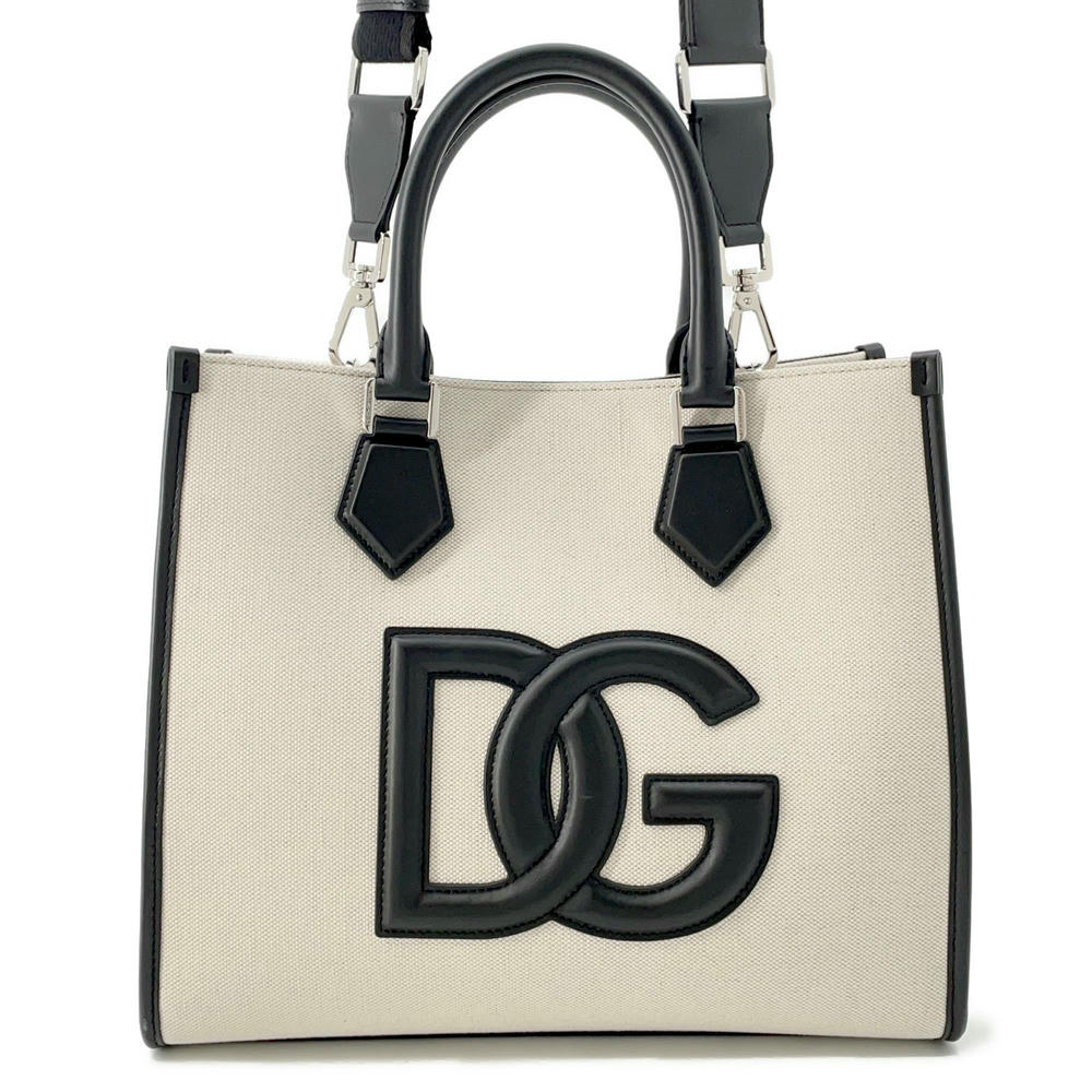 DOLCE&GABBANA Logo 2WAY Tote Bag Natural/BlackBM2012AY9968S469 Canvas Leather