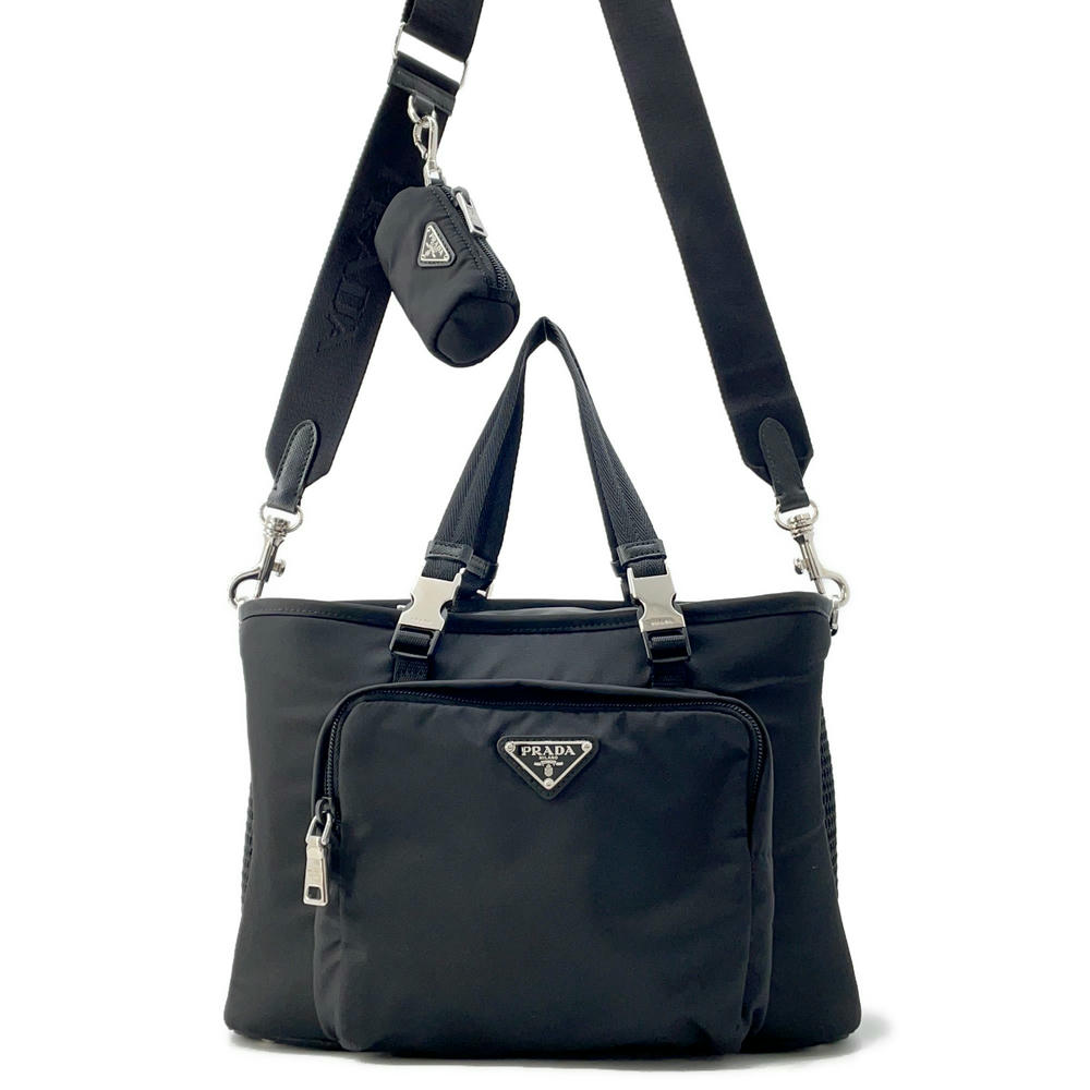 PRADA Re-Nylon Triangle Logo Pet Bag Black2VC030 Nylon