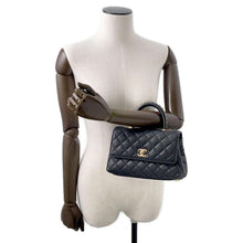 Load image into Gallery viewer, CHANEL Coco Handle 2WAY Handbag Black92990 Caviar Leather Size XS
