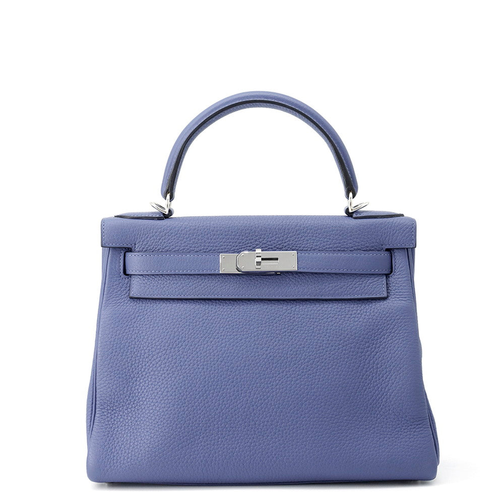 HERMES Kelly Retourne Blue Brighton Taurillon Clemence Size 28