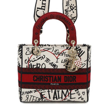 将图像加载到图库查看器中，Dior Lady Dior Amour White/Red/BlackM0565OBBF Canvas Size Medium
