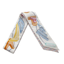 Load image into Gallery viewer, HERMES Twilly Chevroscope Neon Pointier Blanc/Rose/Vert Silk100%
