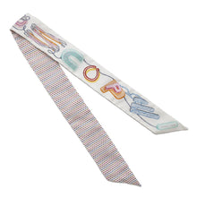 Load image into Gallery viewer, HERMES Twilly Chevroscope Neon Pointier Blanc/Rose/Vert Silk100%
