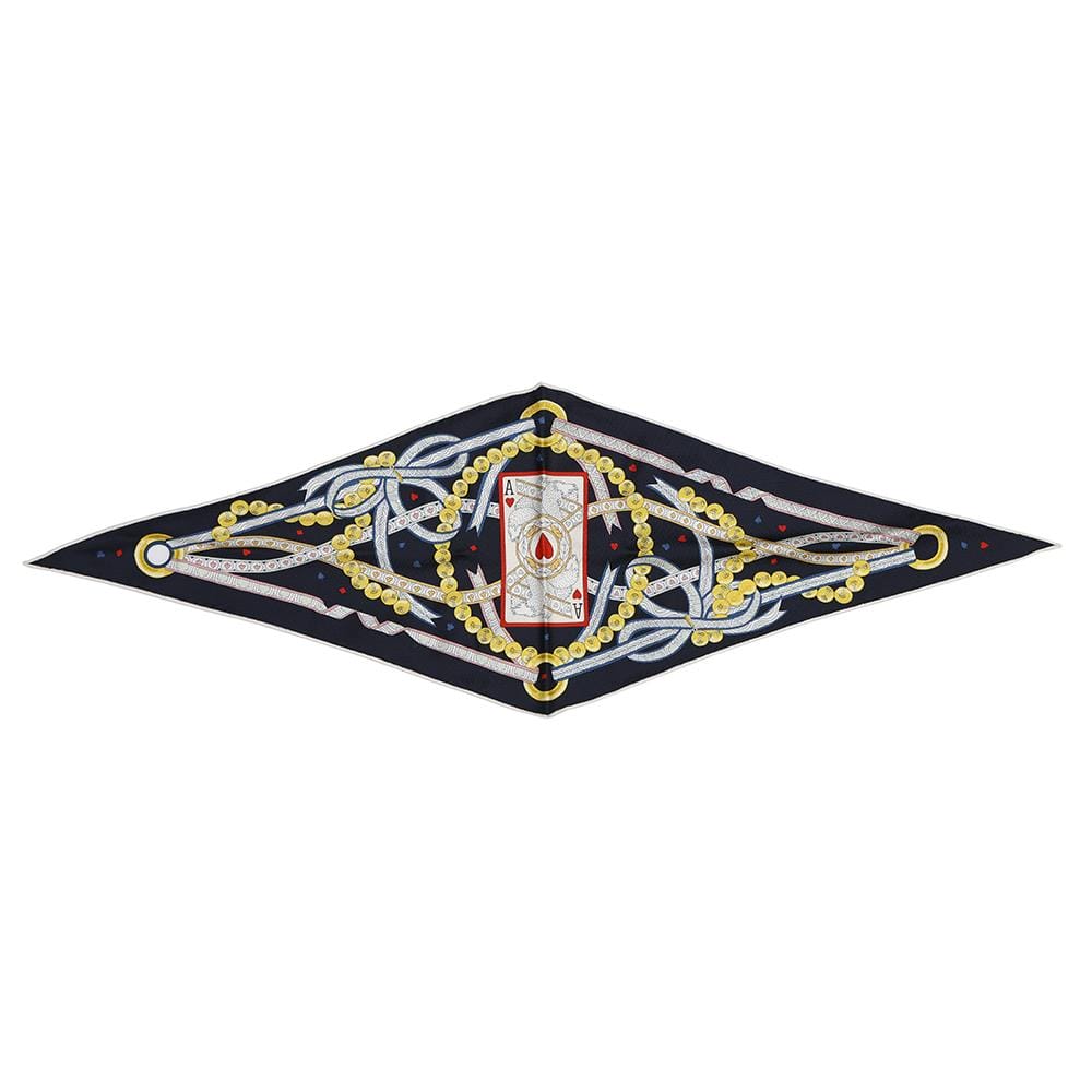 HERMES Losange Nano Queen of Hearts Dame de Coeur Black/Rouge/Gold Silk100%