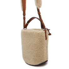 将图像加载到图库查看器中，Delvaux Bread Bucket Teddy Natural/BrownAA0607BRZ0ARSDO Leather Sheepfur Size Mini
