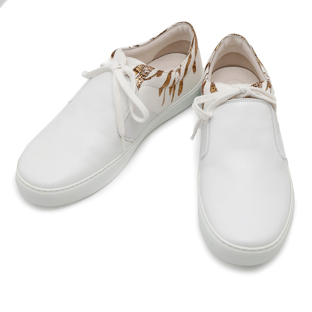 CHANEL Slip-on Sneakers WhiteG31747 Leather Canvas Size 43