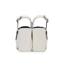 Load image into Gallery viewer, CHANEL CC Logo Platform Sandals White/BlackG45621 Sequins Tweed Size 36C
