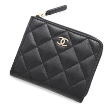 将图像加载到图库查看器中，CHANEL Matelasse L-shaped zipper compact wallet BlackAP3999 Caviar Leather
